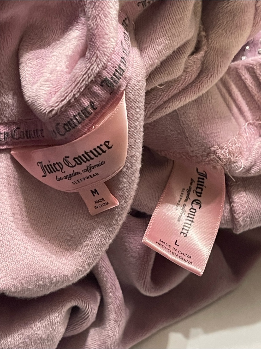 Juicy Couture Pink Velour Pajama Set Bling Logo PJ Top Med Bottom Large - Picture 12 of 14